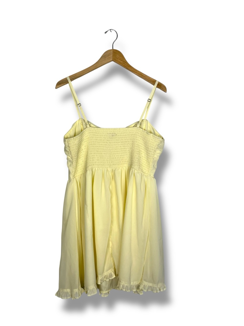 Hollister Yellow Corset Dress Mini XL Babydoll Ruched Back Adjustable Sundress - Picture 11 of 12